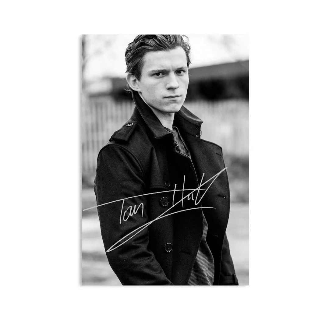 Signed Tom Holland Aesthetic Canvas Print 12x18 - Unframed Wall Art for Modern Family Bedrooms
